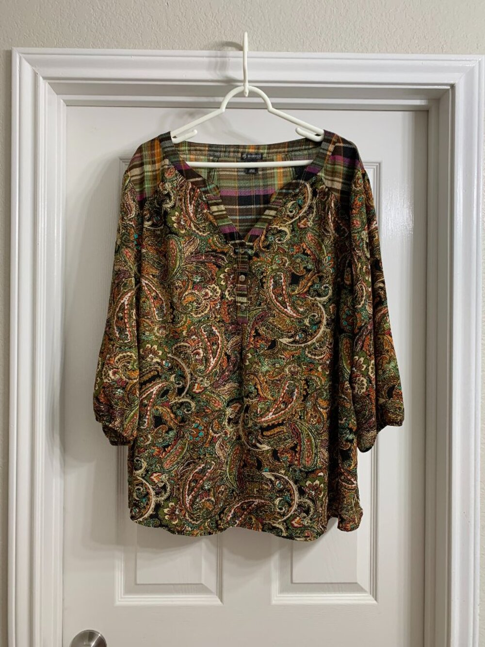 New Directions Curvy Brand Women's Multi-Color Blouse, Size 3X